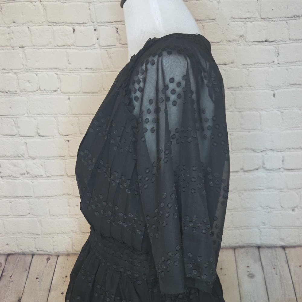 Black Ruffle V-Neck Mini Dress - Picture 8 of 10